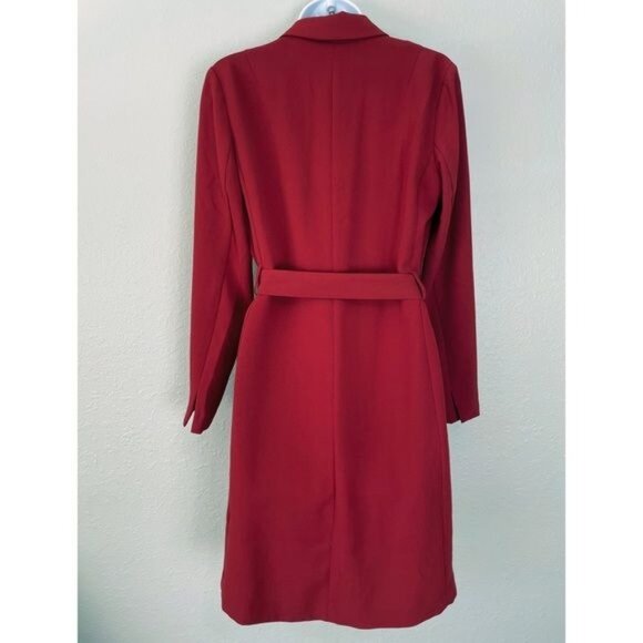 H&M deep red jacket dress waist belt S - Picture 9 of 15